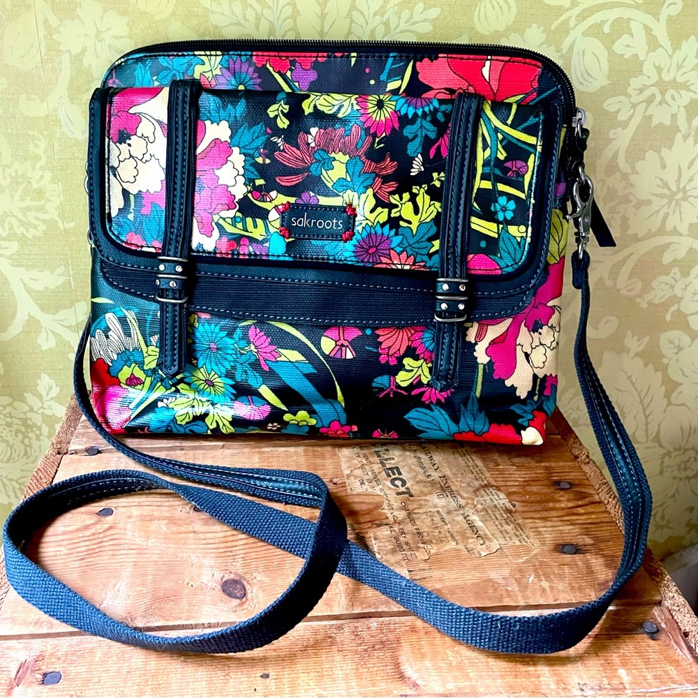 Sakroots Floral Coated Canvas Crossbody Bag